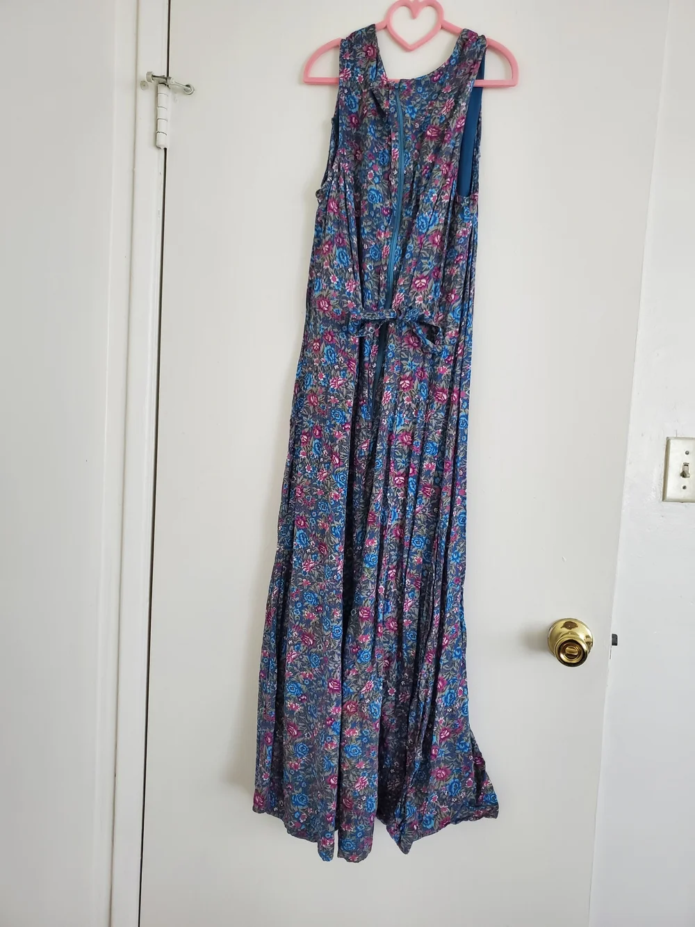 Floral Maxi Dress with Blue Lining